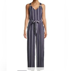 No bounderies striped navy jumpsuit